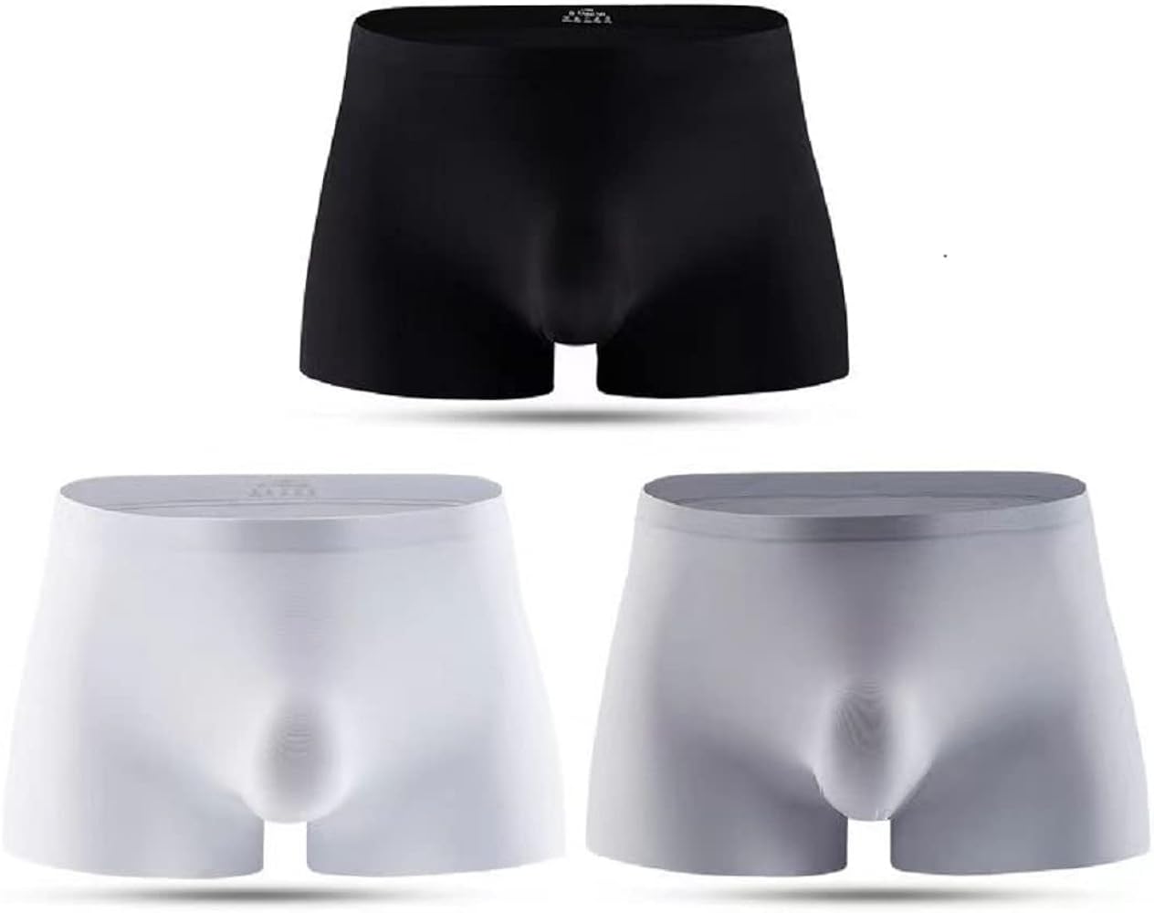 Men's Sheer Underwear Traceless Ice Silk Boxer Ultra-thin Sexy Briefs 3 Pack