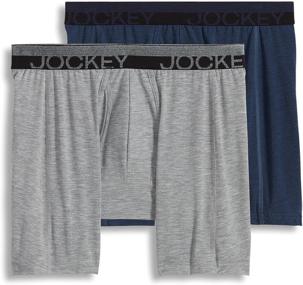Jockey Men's Underwear Sport Outdoor Boxer Brief - 2 Pack, midnight heather/light grey heather, XL