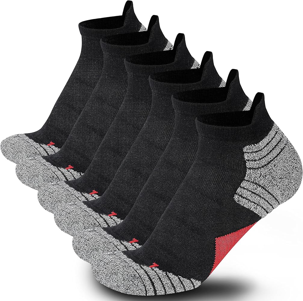 Men's Cushioned Ankle Socks Athletic Running Low Cut Socks 6-10/10-13/13-15