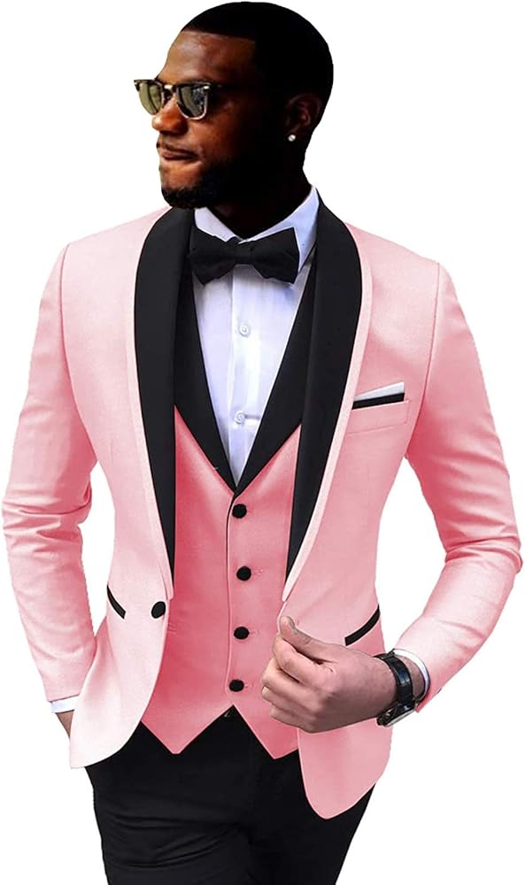 Mens Suits Tuxedo Set Slim Regular Fit 3 Pieces Jacket Blazer Tuxedos Men for Wedding Groomsmen Formal Prom Party