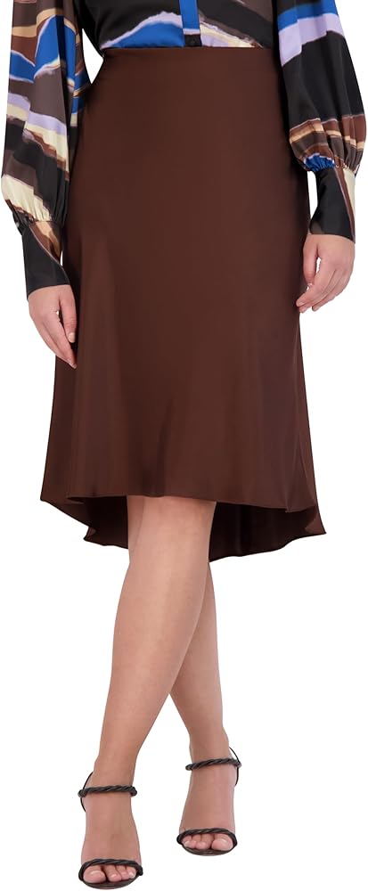 BCBGMAXAZRIA Women's Pull on Vintage Satin Midi Skirt