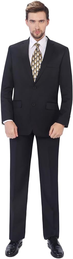 P&L Men's 2-Piece Classic Fit Single Breasted 2 Buttons Blazer & Trousers Suit
