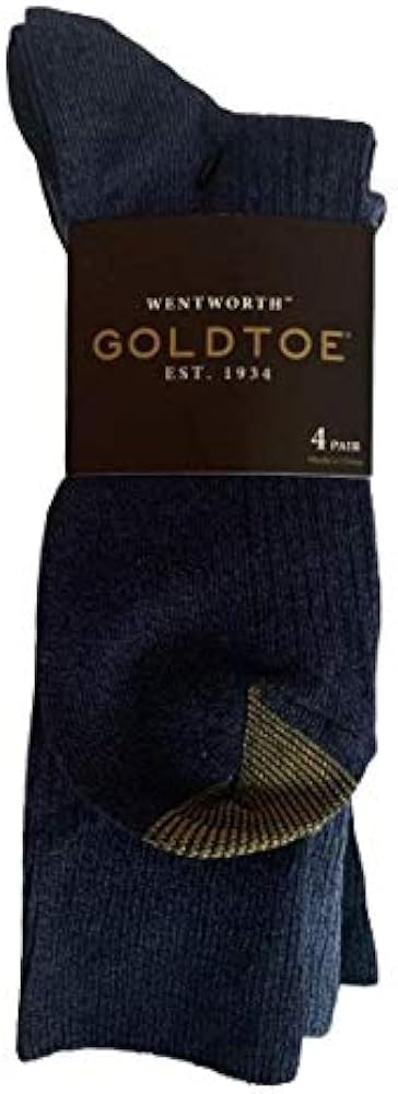 GOLDTOE Men's Wentwoth Dress Crew Socks (4 Pair) (Black-Navy- Light Blue, 4)