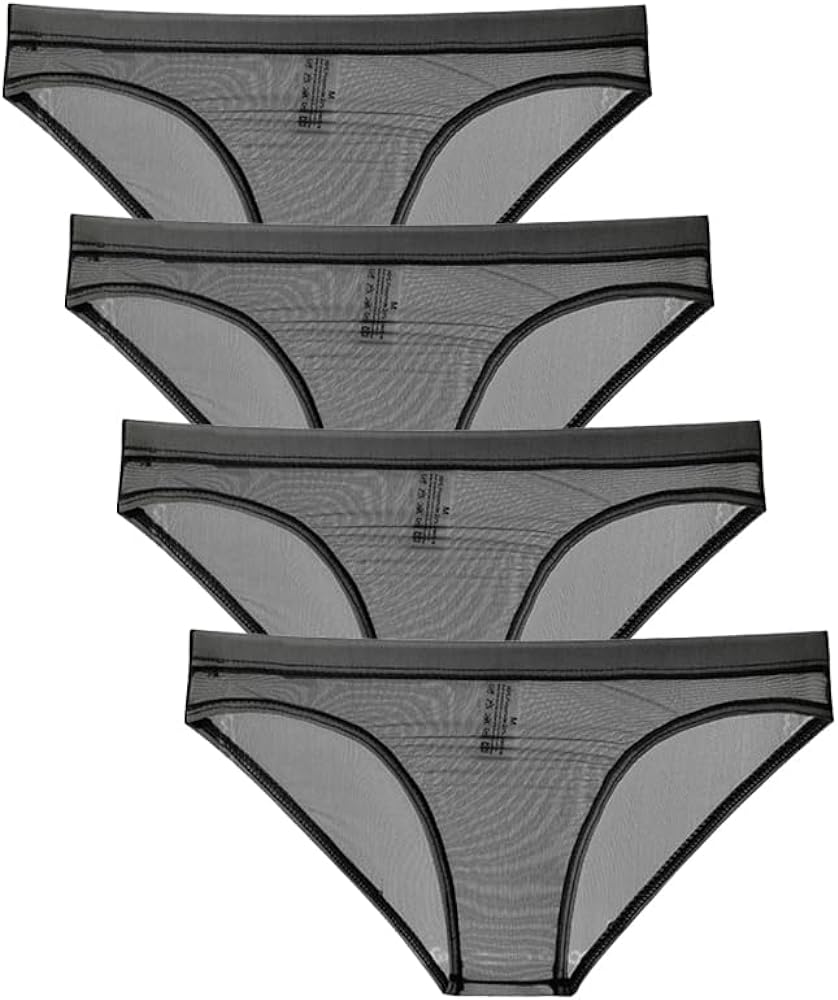 Men's Mesh No Pouch Slim Fit Bikini Briefs Underwear Breathable Triangle Briefs Underwear