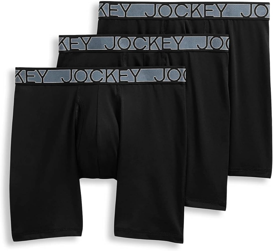 Jockey Men's Underwear Active Microfiber 9" Long Leg Boxer Brief - 3 Pack