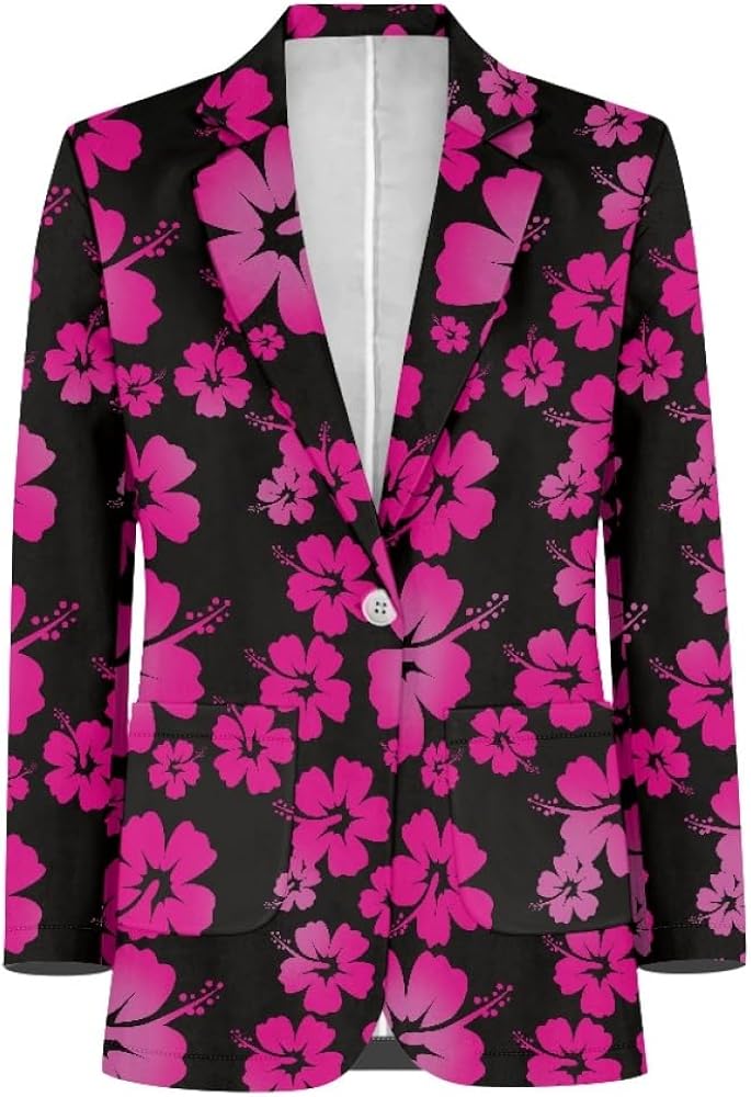 Men's Casual Blazer Jackets Polynesian Floral Printed Long Sleeve Lapel One Button Business Suit Jacket