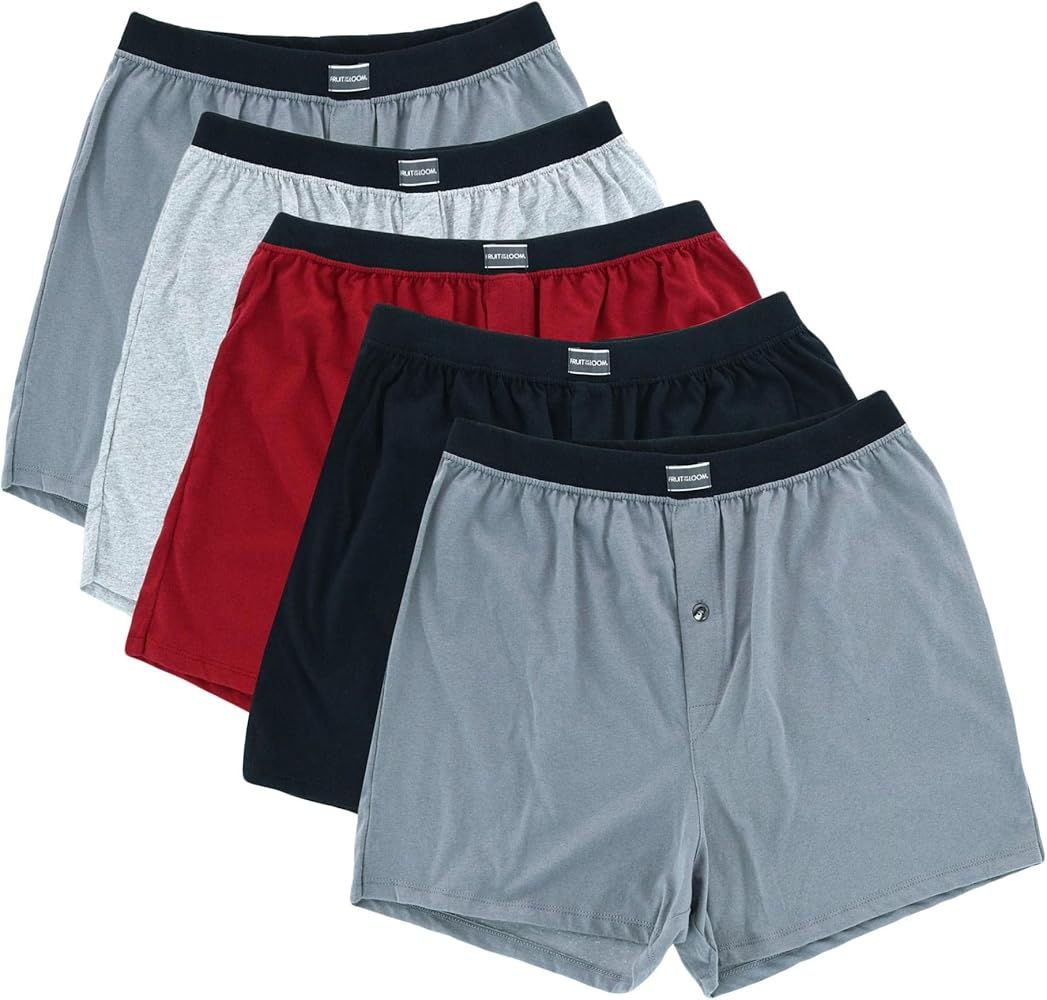 Fruit Of The Loom Mens Knit Boxers 5 Pack, XL, Assorted
