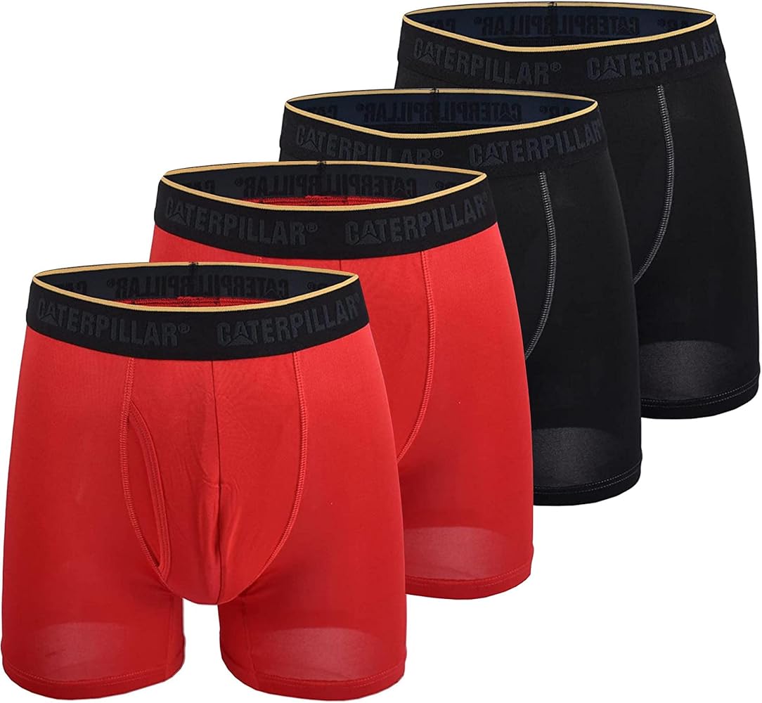 Caterpillar Men's 4-Pack Comfort Core Boxer Briefs (as1, alpha, l, regular, regular, Red/Red/Black/Black)