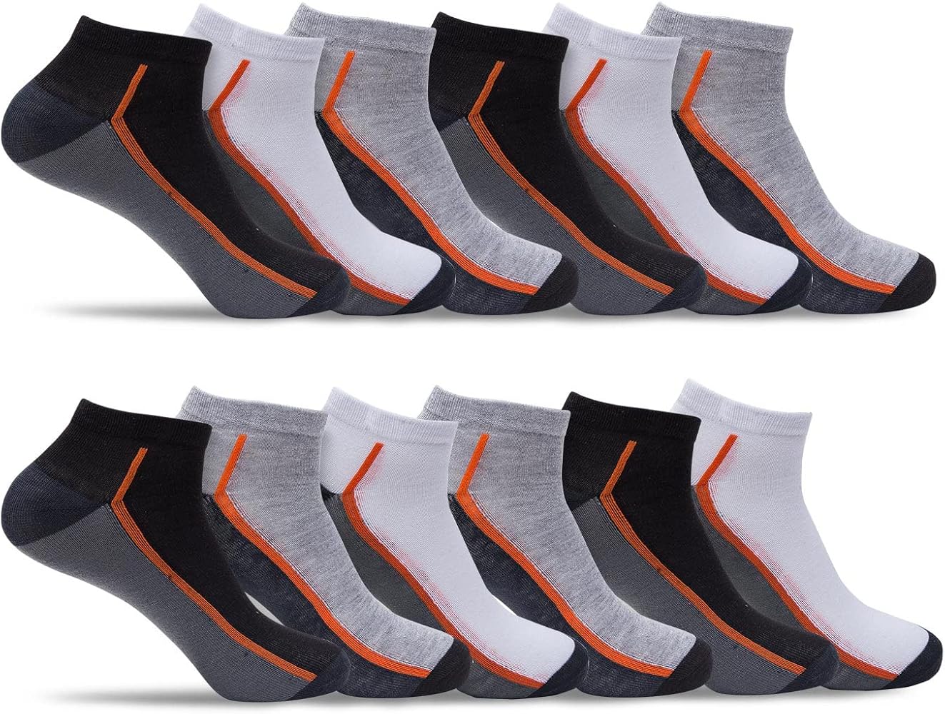 Mens Multipack of Ultra Thin & Lightweight Ankle Socks, Assorted Colors, Pack of 12 or 24 Pairs in Bulk