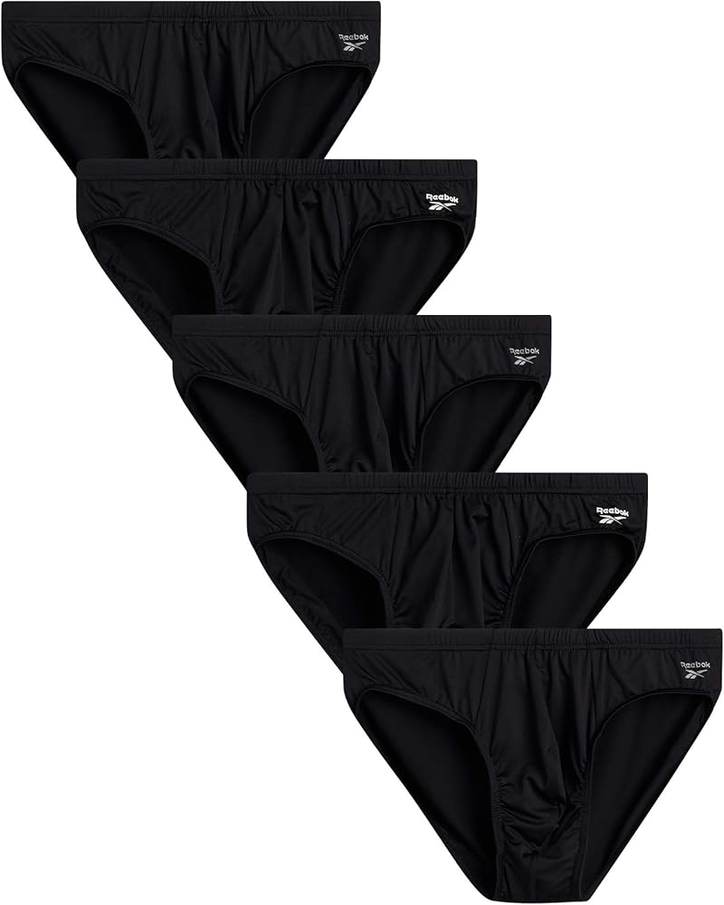 Reebok Men's Briefs - 5 Pack Quick Dry Low Rise Performance Underwear Briefs - Soft Stretch Athletic Men's Bikini Briefs S-XL