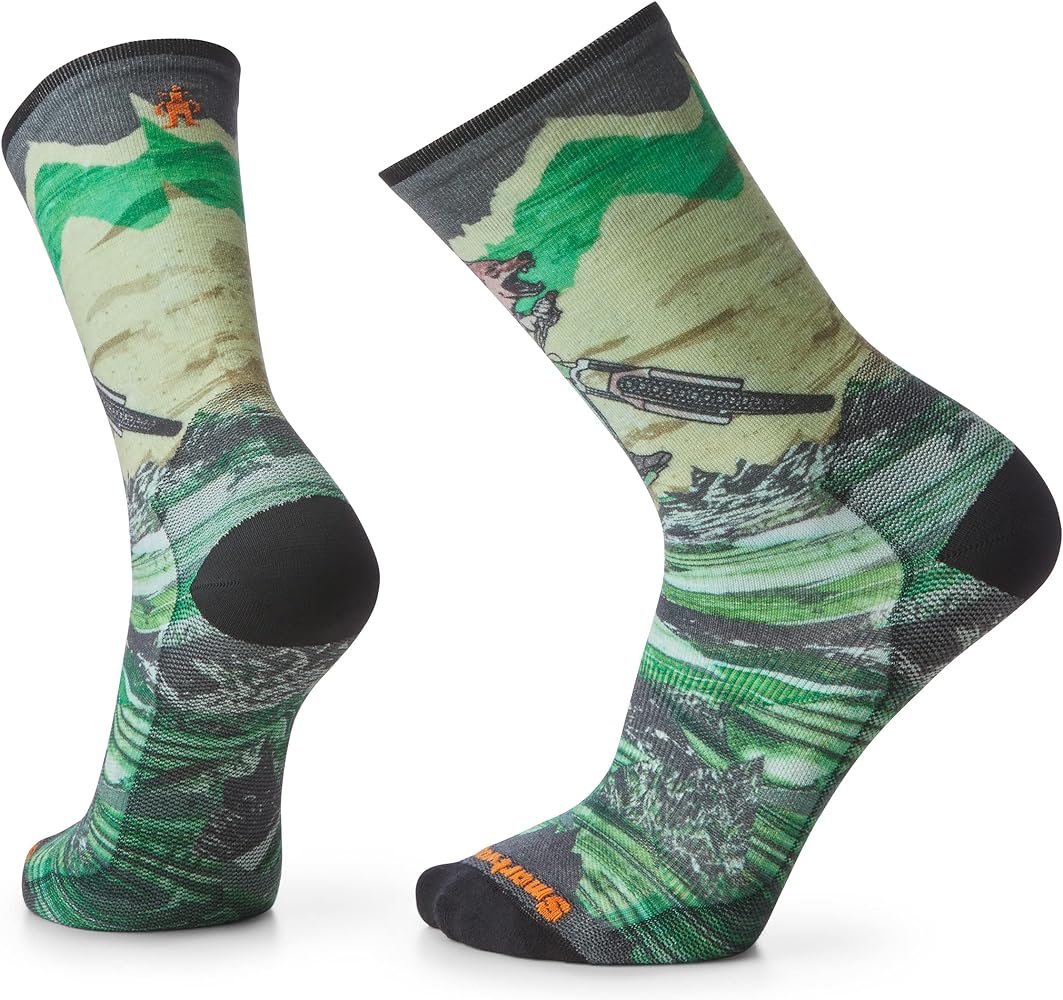 Smartwool Men's Bike Zero Cushion Merino Wool Wolf Print Crew Socks