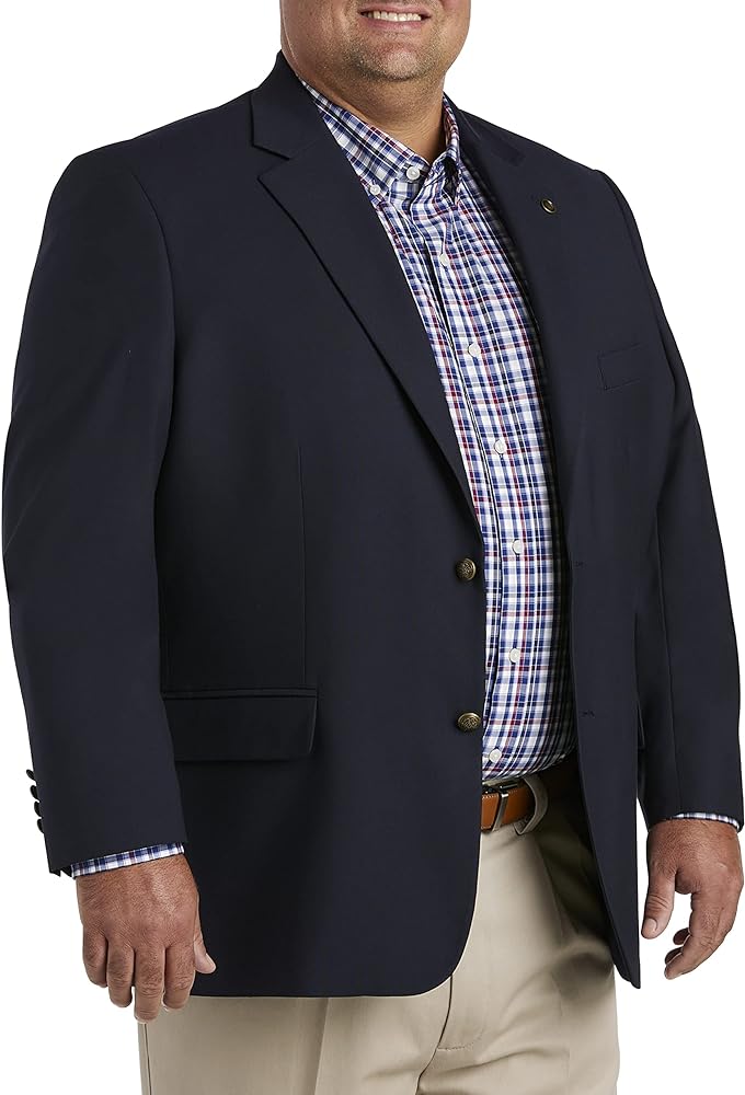 Oak Hill by DXL Men's Big and Tall Jacket-Relaxer Blazer Navy 48 Reg