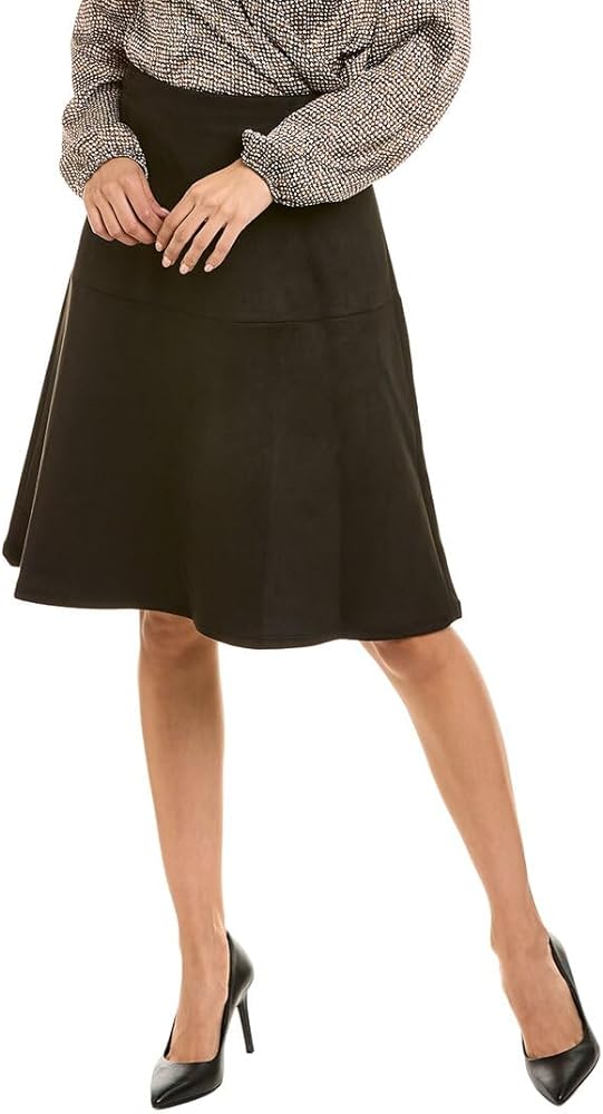 Anne Klein Women's Cb Inv Zip Flared Scuba Suede Skirt