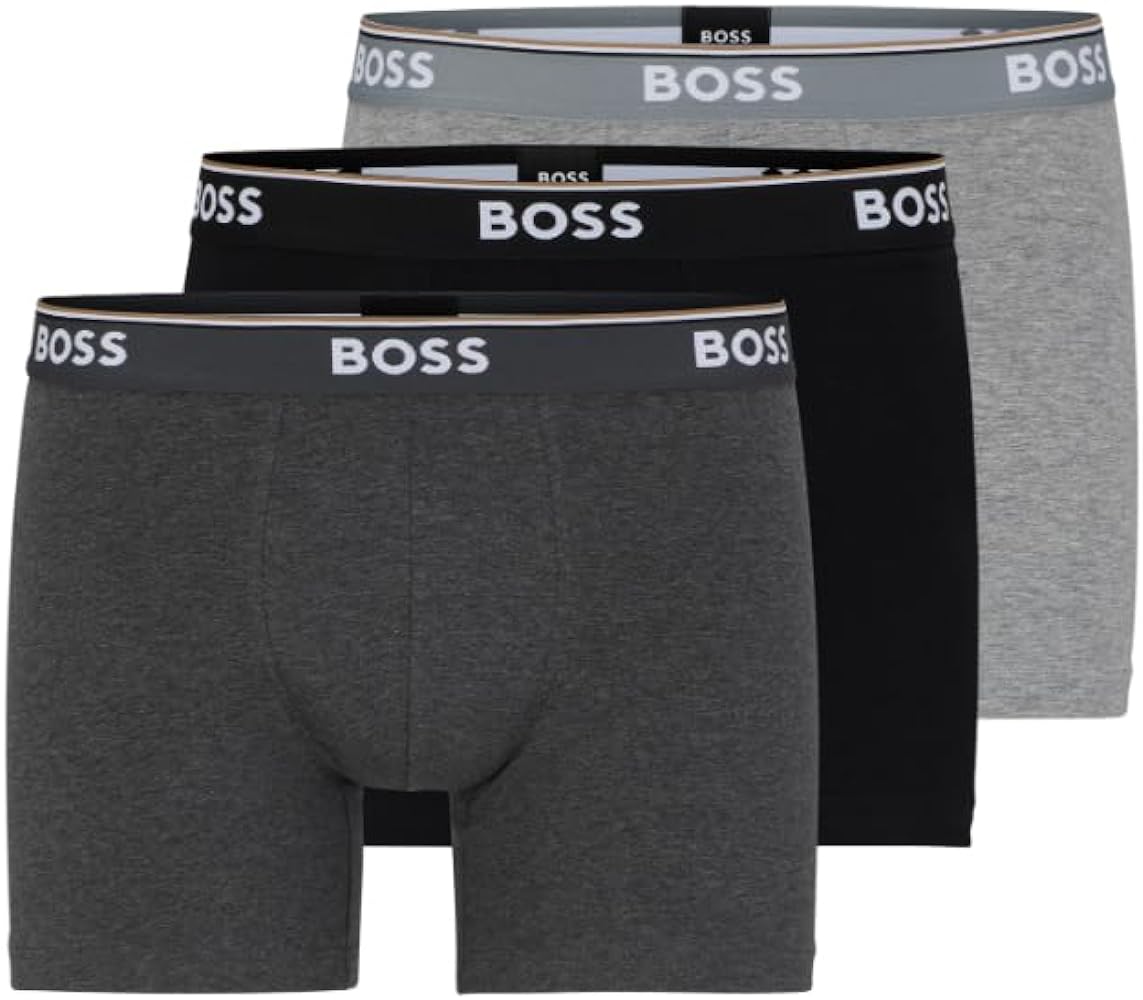 BOSS Men's Stretch Cotton 3 Pack Boxer Briefs