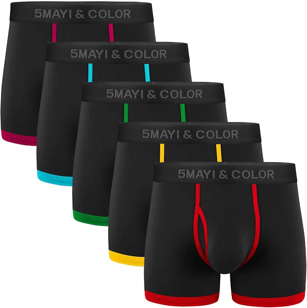 5Mayi Men's Underwear Boxer Briefs Cotton Regular Long Mens Boxer Briefs Underwear Men Pack S M L XL XXL