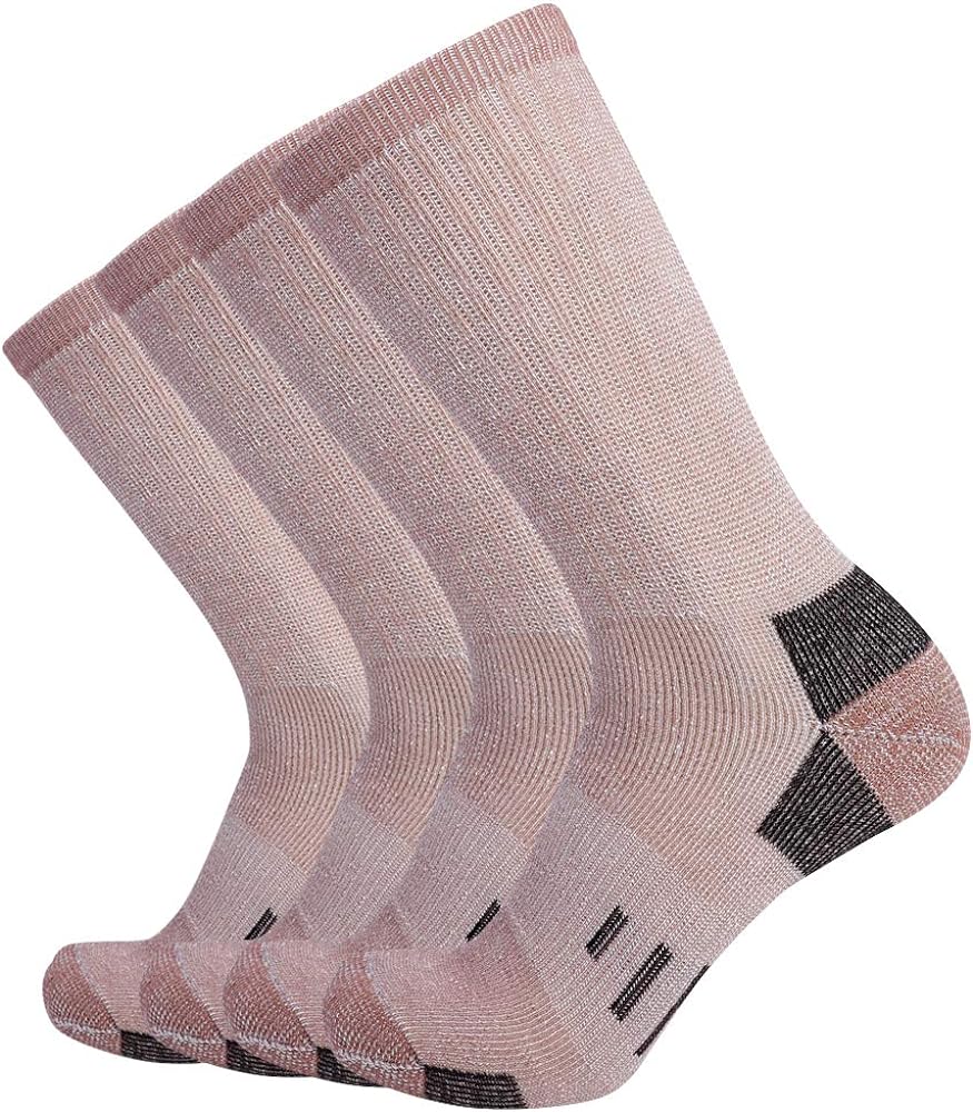 EnerWear Men's Merino Wool Cushion Trail Outdoor Crew Socks 4/6P Pack