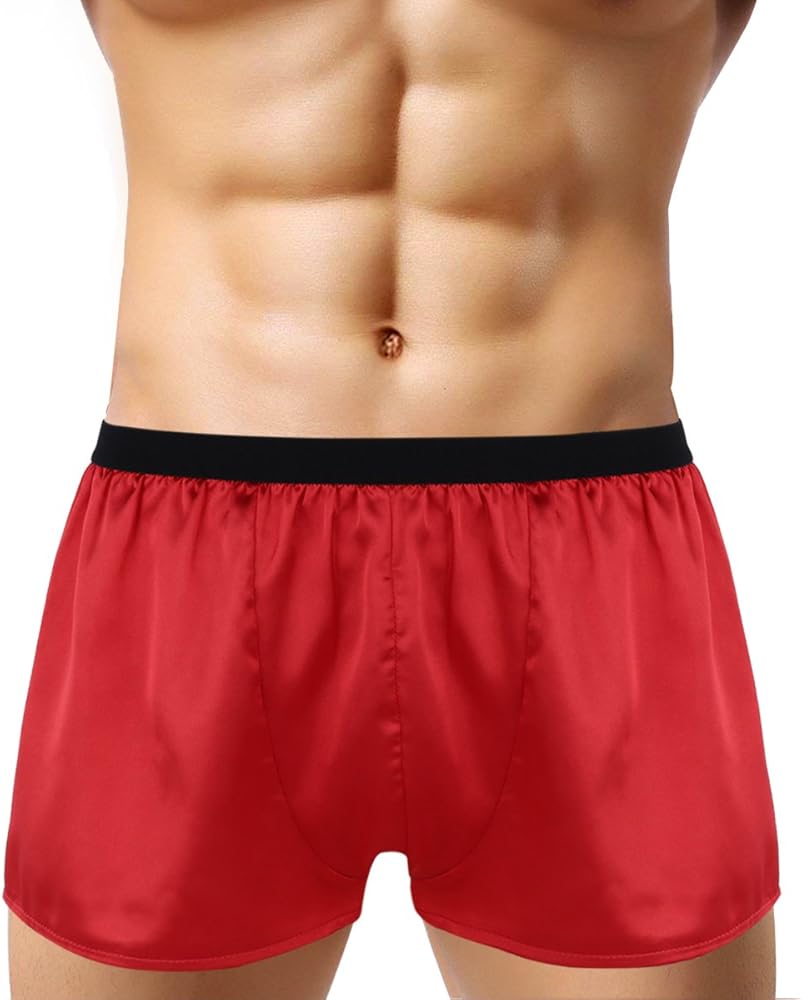 iiniim Men's Boxer Briefs Trunks Underwear Silk Satin Basic Boxers Shorts Underpants