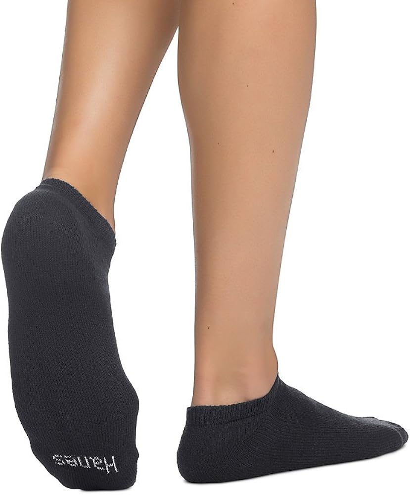 Hanes Men's FreshIQ No Show White with Grey Heel and Toe Sock