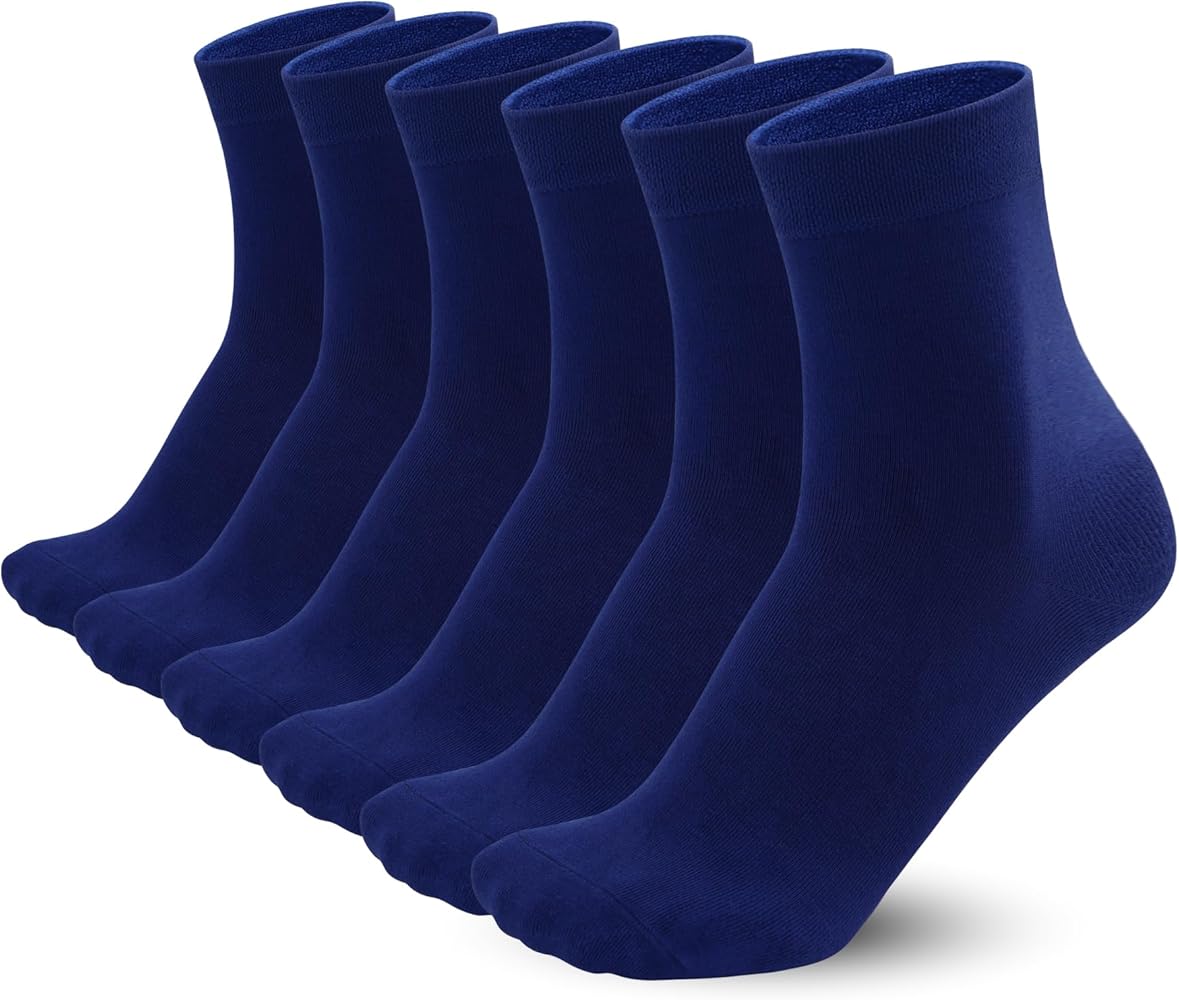 Mens Combed Cotton Thin Quarter Socks Solid Ankle Crew Stretch Sock Anti Odor Breathable 6 Pair