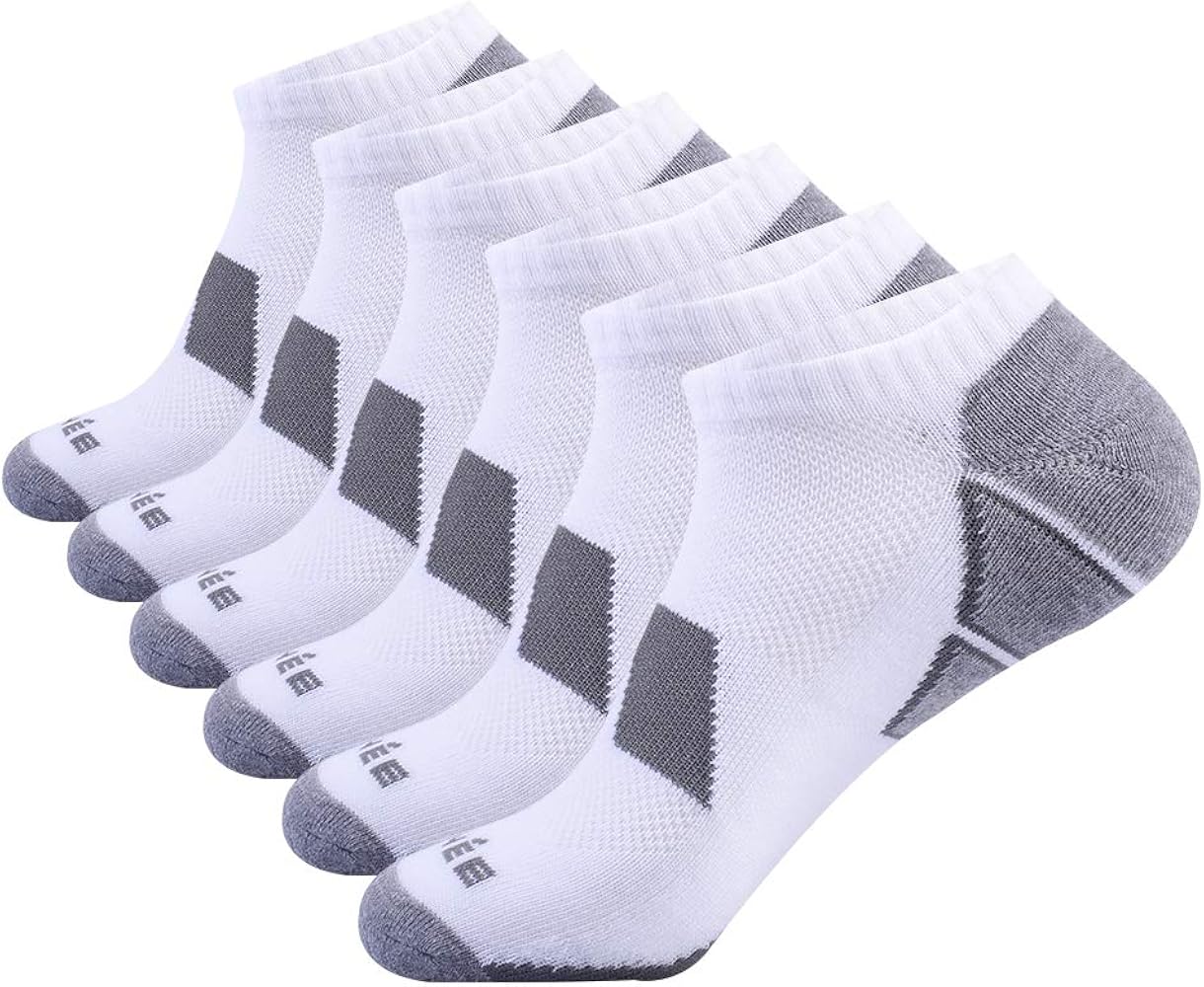 JOYNÉE Men's 6 Pack Athletic No Show Performance Comfort Cushioned Low Cut Socks
