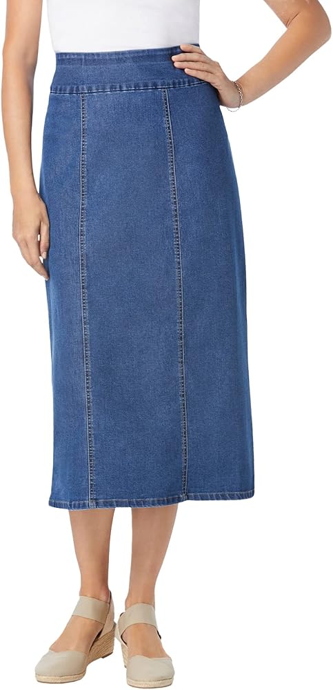 Woman Within Women's Plus Size Flex-Fit Pull-On Denim Skirt