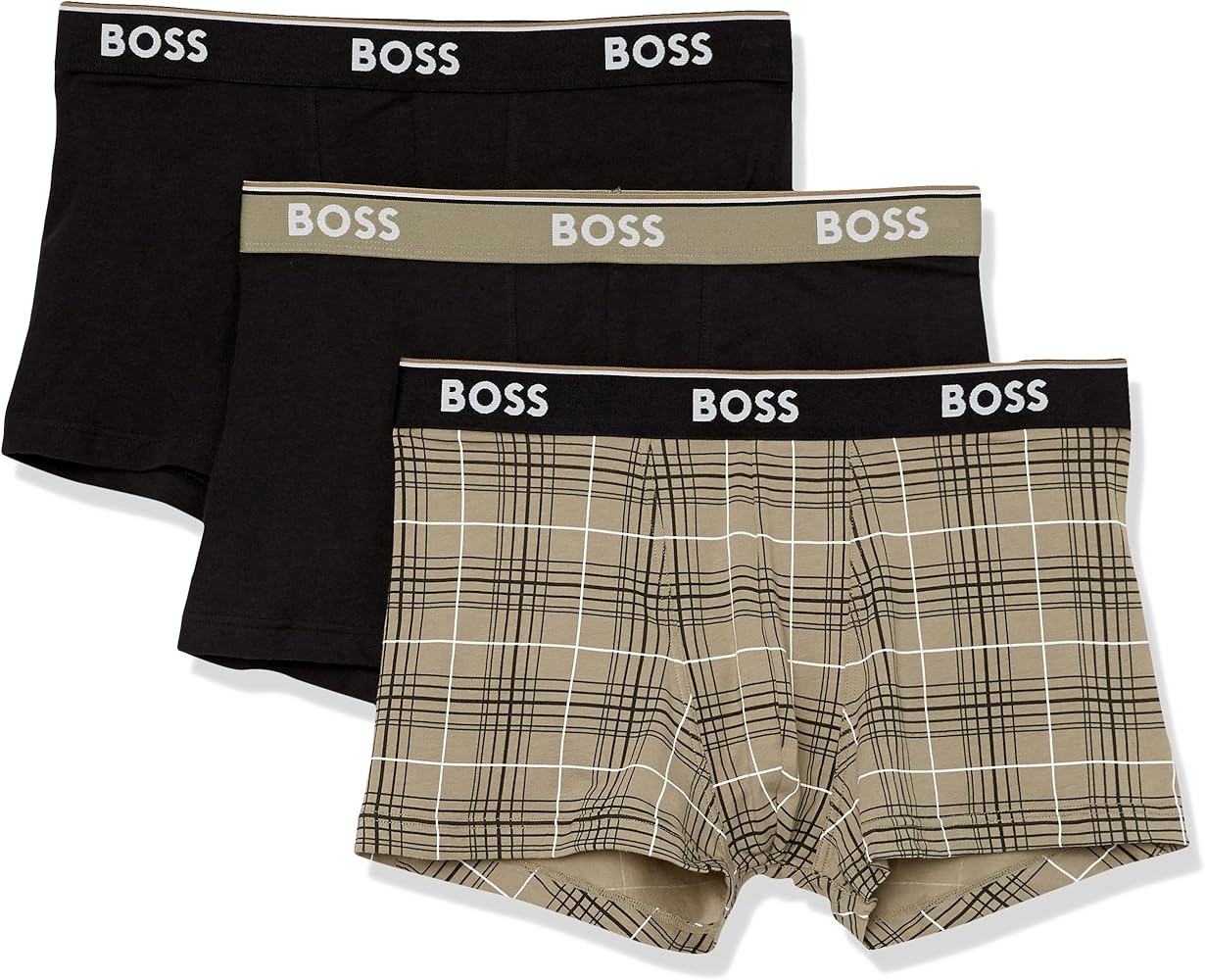 BOSS Men's 3-Pack Multi Design Bold Logo Trunks