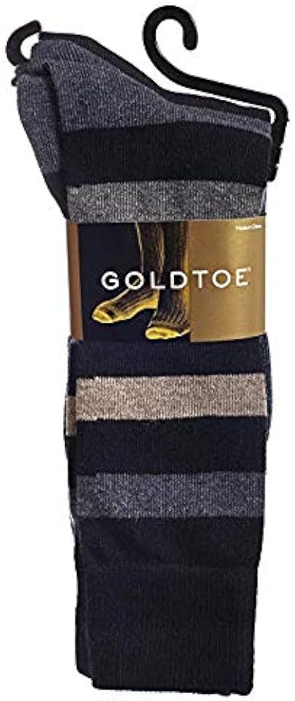 Gold Toe Men's Classic Casual 9-Pack Sock Bundle (Sock Size 6-12.5 fits Shoe Size 10-13, Black Stripe