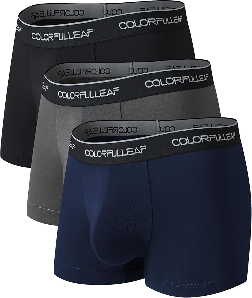 COLORFULLEAF Men's Trunks Underwear Short Leg Boxer Briefs Soft Breathable Comfortable Bamboo Rayon Underwear for Men Pack