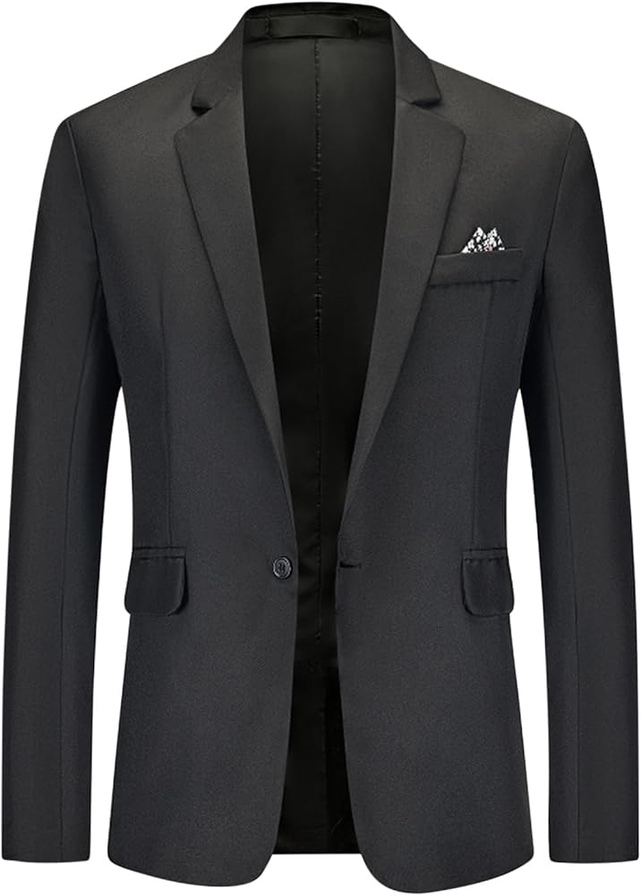 Men's Casual Business Work Suit Jacket Slim Fit One Button Notched Lapel Office Daily Wear Lightweight Blazer Jackets
