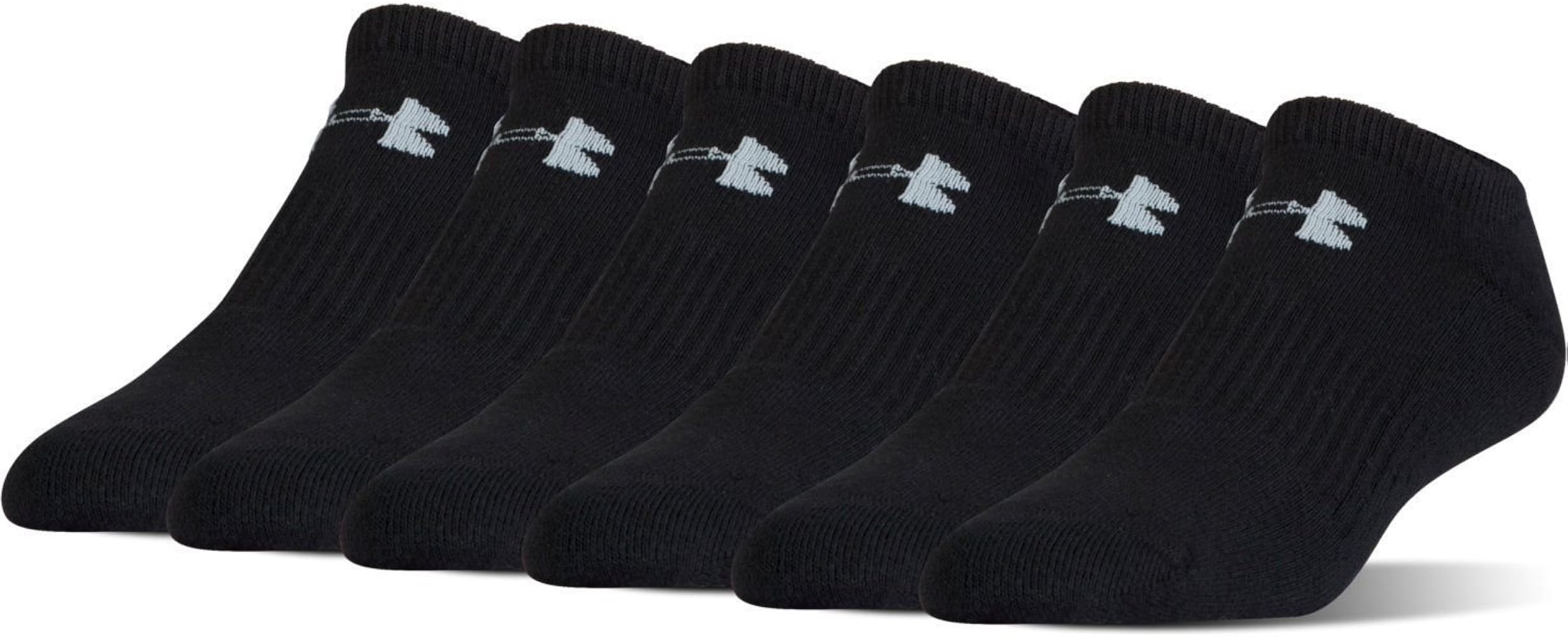 Under Armour Men`s HeatGear Performance Athletic No Show Socks, 6 Packs (Black (UR594-0999) / Anthracite/Black, Large (Men's 9-12.5))
