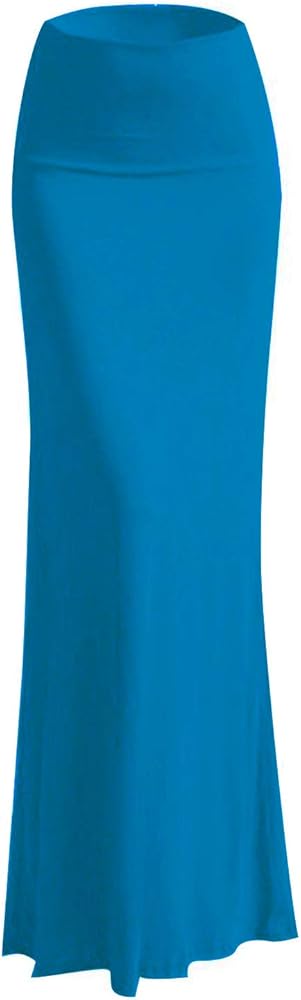 Women's Rayon Span Regular to Plus Size Basic Solid Maxi Skirt(S-5X)