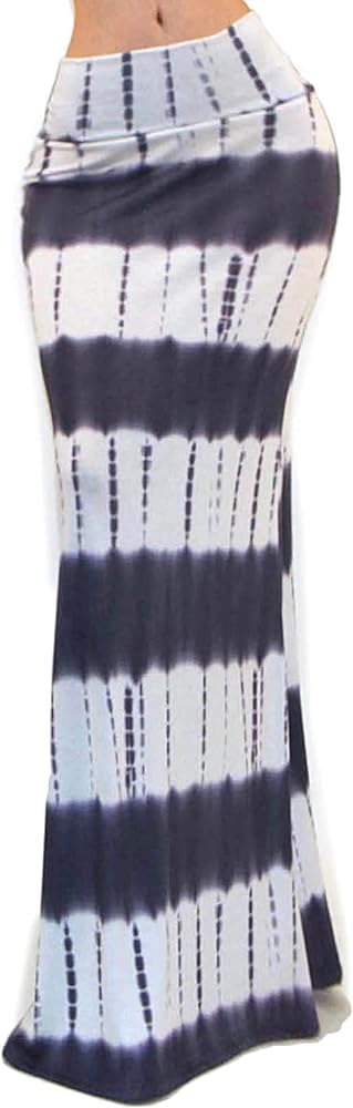 Vivicastle Women's USA Colorful Printed Fold Over Waist Long Maxi Skirt