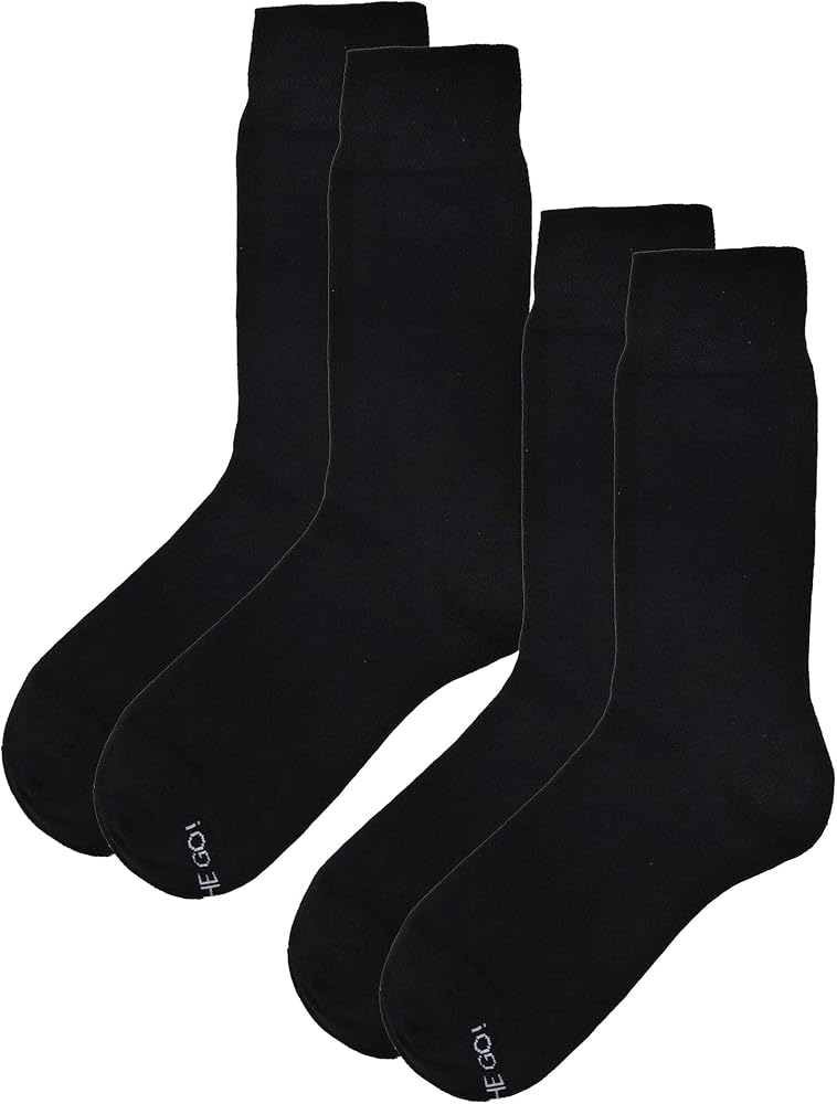 On The Go Men Dress Socks - Lightweight Cotton Crew Moisture Wicking Soft Comfort Sock (2 Pair Pack)