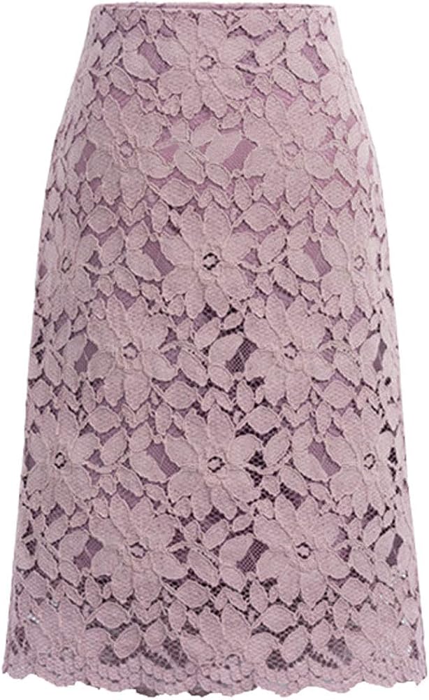 ebossy Women's Elegant Floral Lace Knee Length Pencil Skirt