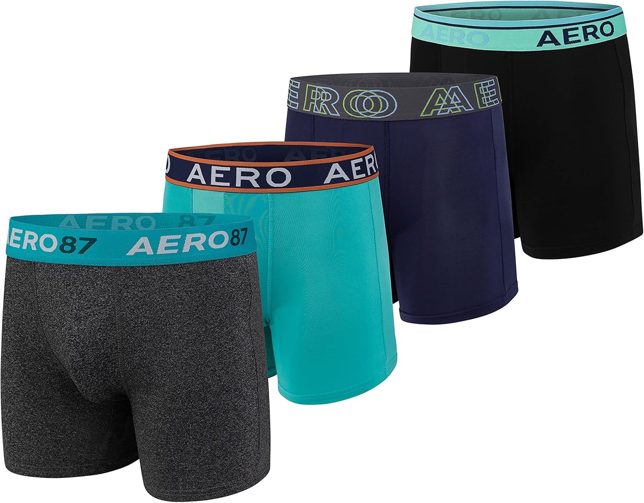 AEROPOSTALE Mens Boxer Briefs 4 Pack Poly Spandex Performance Boxer Briefs Underwear