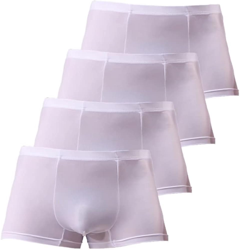 Men's Breathable Underwear Ice Silk Boxer Briefs Sexy Low Rise Trunks