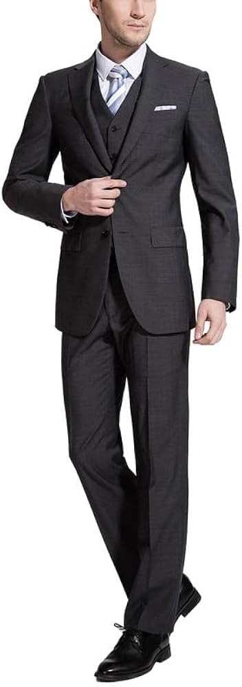 Mens Suits 2 Piece (Blazer+Pants) Grey Slim Fit Wedding Dress Suits for Groom Formal Business Tuxedo Set