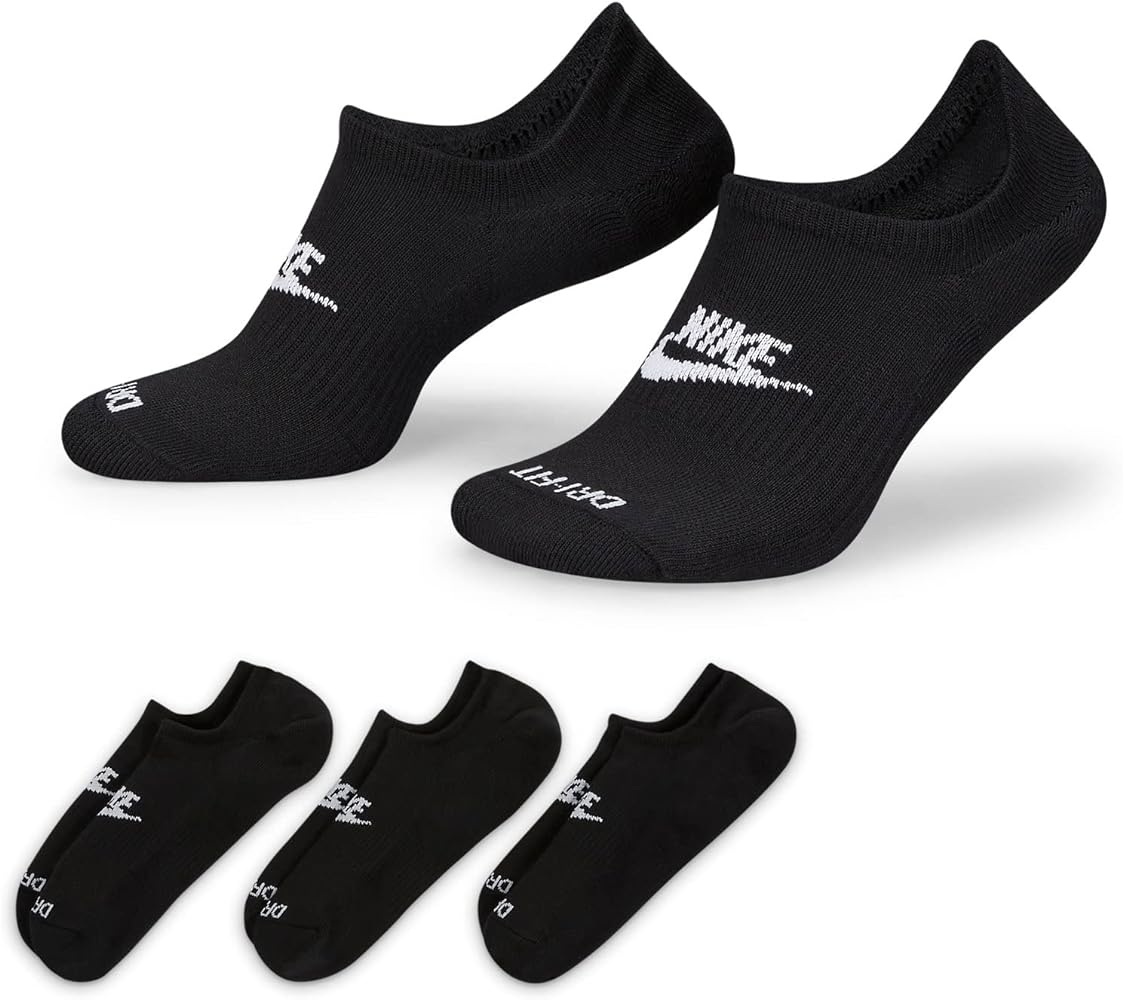 Nike Everyday Plus Cushioned Footie Socks Black | White Large
