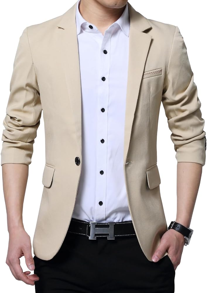 DAVID.ANN Men's Slim Fit One Button Casual Blazer Jacket