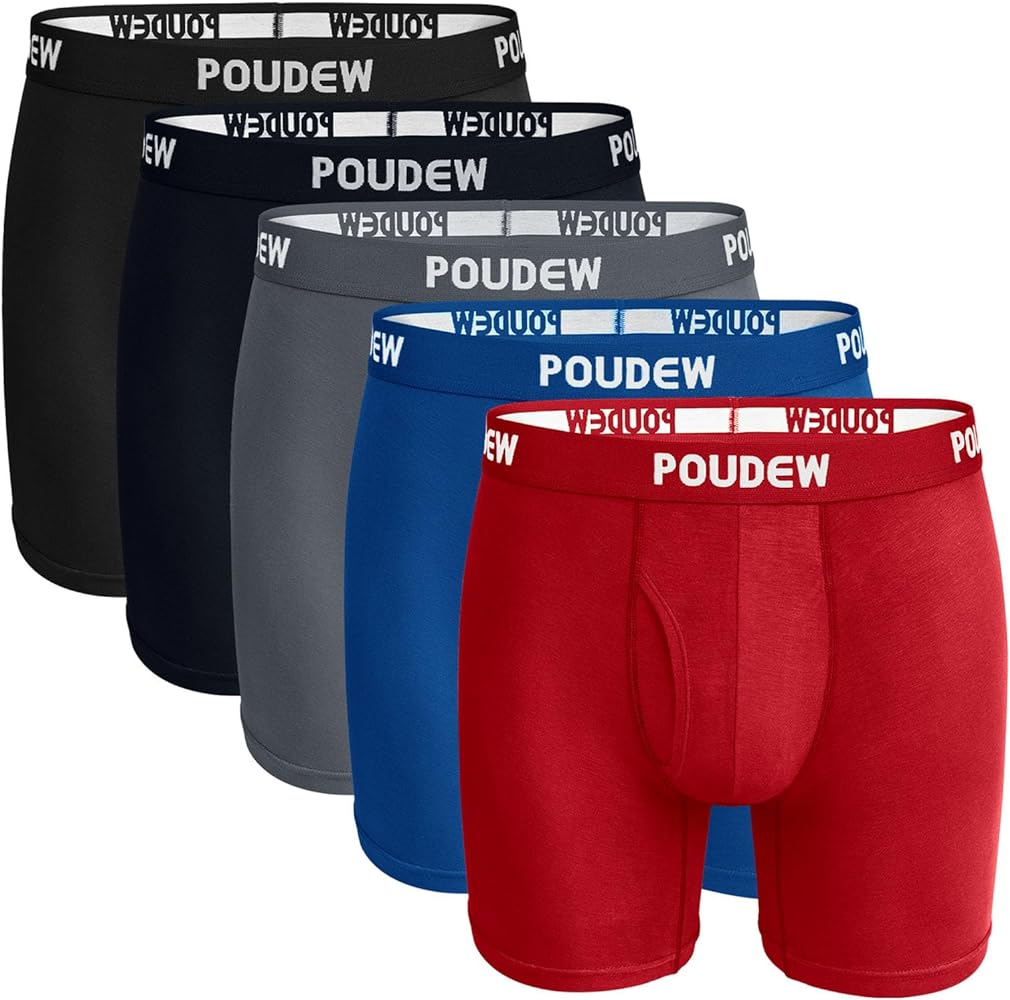 Men's Underwear, Tagless Soft Viscose Underwear Boxer Briefs for Men, Pack of 5