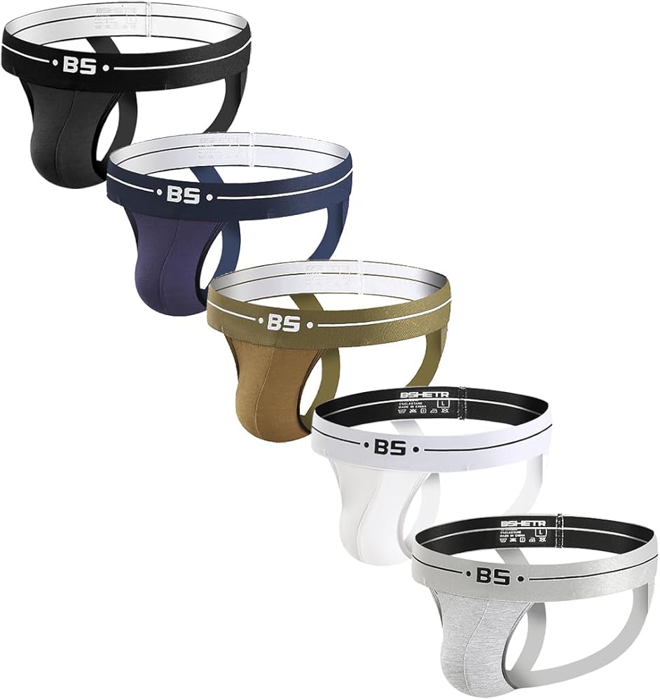 BSHETR Men's Jockstraps Athletic Supporters 4-Pack Cotton Work Out Underwear