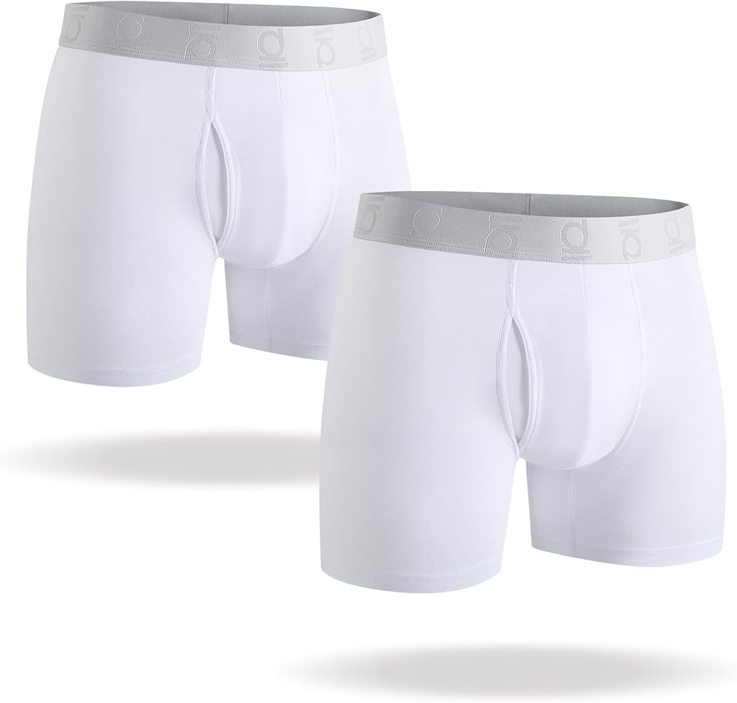 Men's Underwear Boxer Briefs, Soft Breathable Cotton Underwear with ComfortFlex Waistband, Tag-Free, 2 Pack