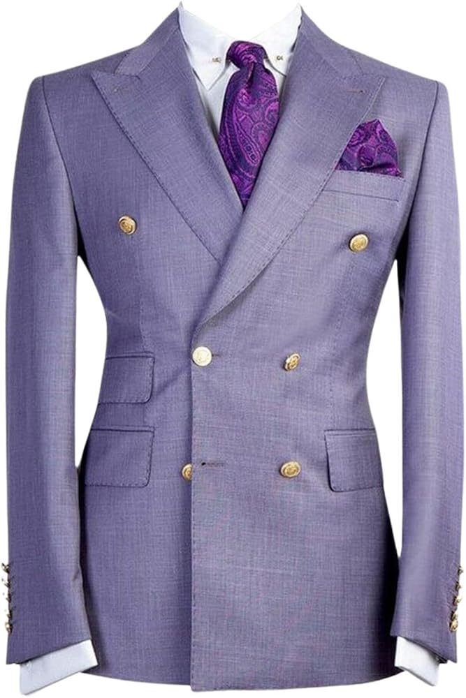 Men's Coat Blazer Peak Lapel Double Breasted Buttons Tuxedos Suit Jacket Party Prom Dinner