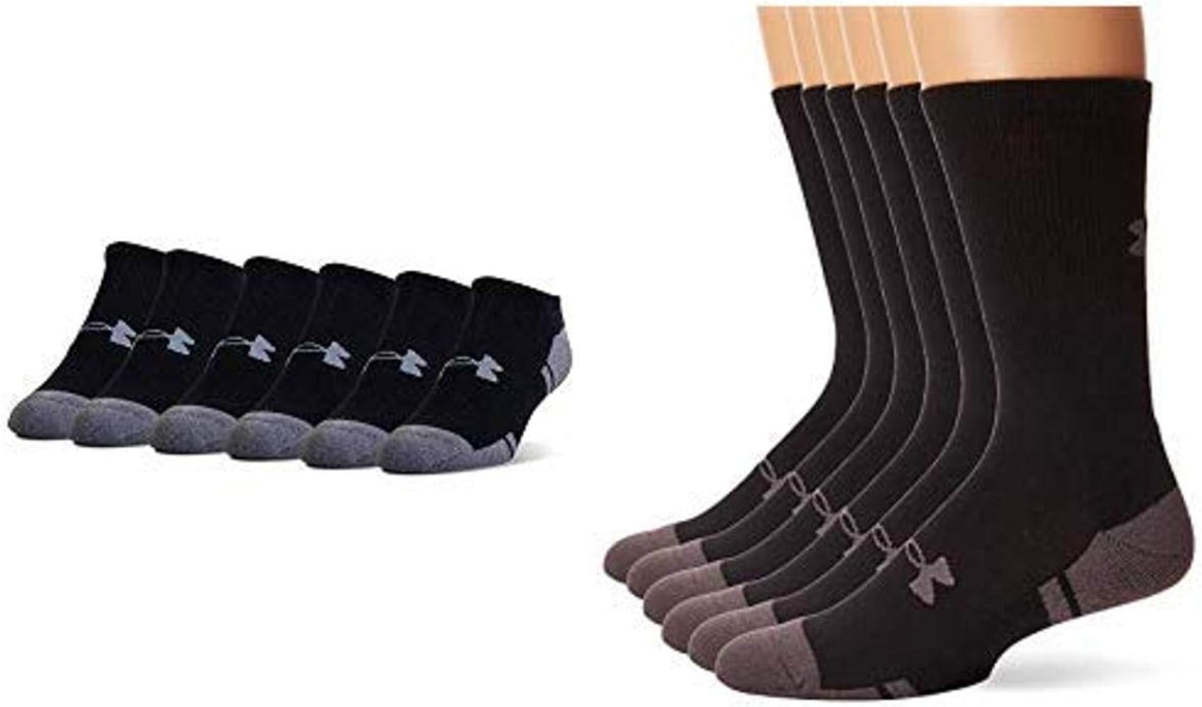Under Armour Adult Resistor 3.0 No Show Socks, 6-Pairs, Black/Graphite, X-Large Resistor 3.0 Crew Socks, 6-Pairs, Black/Graphite, x Large