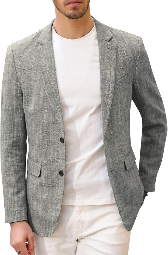 PJ Paul Jones Men's Slim Fit Lightweight Linen Jacket Tailored Blazer Sport Coat