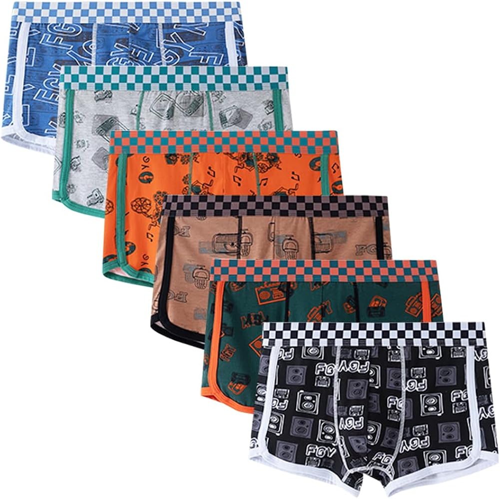Men's Underwear Fashion Print Boxer Modal Cotton Boxer Briefs 6-Pack