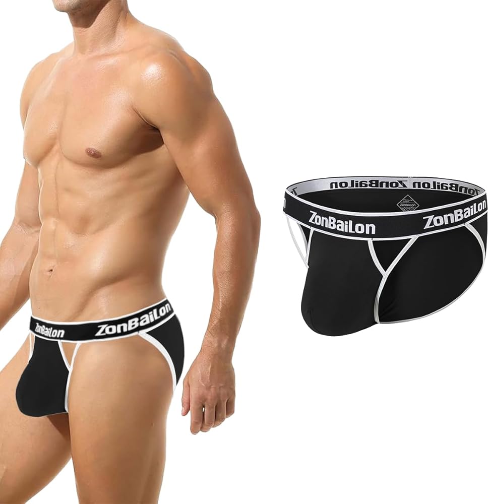 Men's Open Front Briefs Ball Pouch Bulge Enhancing High Fork Bikini Briefs