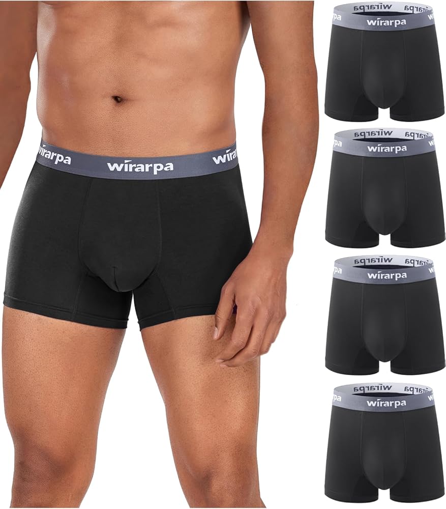 wirarpa Men's Underwear Micro Modal Trunks Soft Microfiber Boxer Briefs 4 Pack