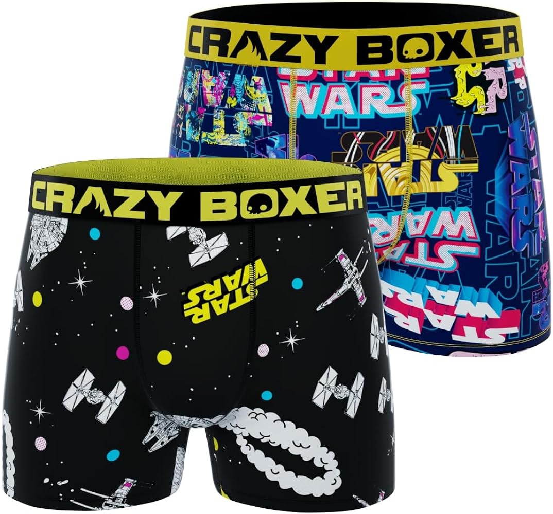 CRAZYBOXER Men's Underwear Star Wars Freedom of movement Original Boxer Brief Lightweight (2 PACK)
