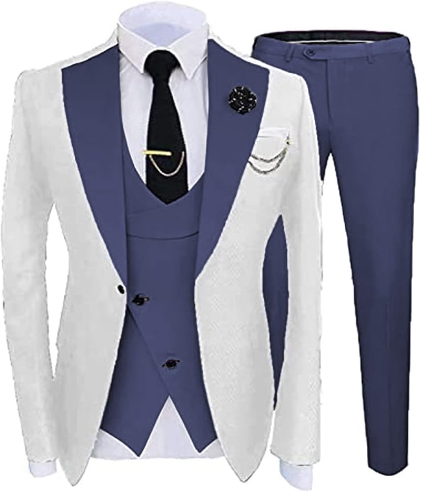 Mens Tuxedo Suit Blazer 3 Piece Slim Fit Suit Set Two Color Jacket Tuxedo Tailcoat Business Coats